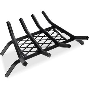Goods 14-inch Fireplace Grate with Ember Retainer - 1/2” Heavy Duty Cast Iron - Heat Treated for Hottest Fires - Retainer for Cleaner More Efficient Fire - Heavy Duty Welds