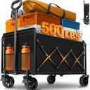 Wagons Carts Foldable  Heavy Duty Collapsible Wagon for Groceries, Apartment Moving & Storage Wagon cart with Wheels Foldable,Portable Folding Wagon for Yard Work, Travel, Shopping,Picnic & Pets (Charcoal)