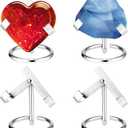 Shimeyao 4 Pcs Metal Crystal Heart Stone Stand Crystal Ball Holder Rock Display Stand Mineral Specimen Display Easel Holder for Gemstones Fossils Agate Slabs Plates (Silver,2 x 2.36 x 2.56 Inch)