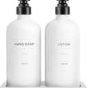 Prus Waso White Soap Dispenser Set, Contains Hand and Lotion Dispenser with Pump. Perfect for Guest Bathroom Decor. (White)