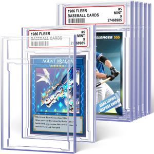 6 PCS Card Case Holder for Trading Cards, Acrylic Graded Card Slab Baseball Card Sleeves with Label Position Fit for MTG TCG and Sport Cards Storage and Display
