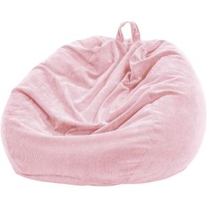 Nobildonna 3 ft Bean Bag Chair Cover (No Filler) 35"43" Large Stuffed Animal Storage Bean Bag Washable Big Beanbag Chair Cover Premium Corduroy Stuffable Bean Bag Cover for Adults,Kids,Pink 300L (Large(Cover Only))
