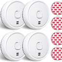 Ecoey Smoke Detector, 10 Year Fire Alarms Smoke DetectorsSmoke Detector Battery Operated with Photoelectric Sensor, Fire Alarm with Low Battery Indicator, Smoke Detectors Used in Home, FJ138, 4 Packs