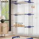 Bigzzia Clothes Drying Rack, 67.7 Inch Laundry Drying Rack with Foldable Base, 4 Tier Stainless Steel Drying Rack Clothing, Movable Laundry Rack for Indoor Outdoor-Blue