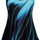 Arolina Tankini Swimsuits for Women Tummy Control Two Piece Bathing Suits Flowy Swim Tops with Boy Shorts (X-Large, Blue Oblique Stripes)