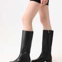 Shoe'N Tale Women's Knee High Boots Block Low Heel Square Toe with Side Zipper Fall and Winter Fashion Comfortable Boots (8, Black)