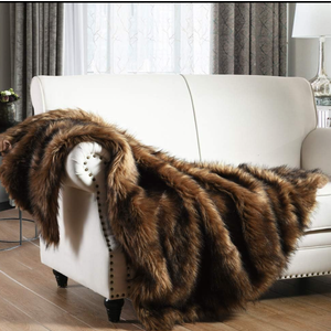 Touchat Luxury 1000GSM Faux Fur Throw Blanket, Super Thick Warm Cozy Grey Blankets for Couch Bed Sofa, Plush Fuzzy Elegant Soft Reversible Mink Blanket for Living Room Bedroom,80x80,Brown