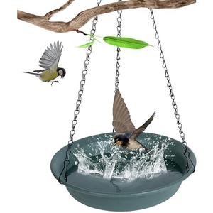 Pack of 2 Afrine Hanging Bird Bath for Outside, Hanging Bird Water Feeder for Outdoor, Birdbath Bowl, Birdbaths for Outdoors Balcony Window Backyard Garden, Small Large Wild Birdfeeder Tray (12", Green)