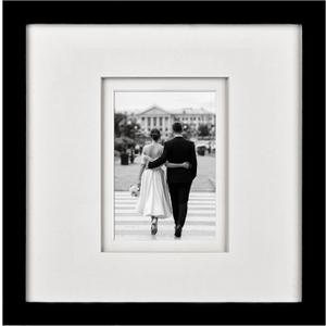 Yaetm 12x12 Square Picture Frame Matted to 5x7, Double Floating Ivory Mat, Black Photo Frame with Polished Tempered Glass for Wall Gallery, Home and Office, Wall Mounting, Single, Black