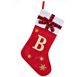 HYTENSUN Letter Christmas Stockings 15.6 Inches Monogram Red Velvet with Bell Xmas Stockings Classic Personalized Stocking Decorations for Family Holiday Season Decor (Sod023rdd)