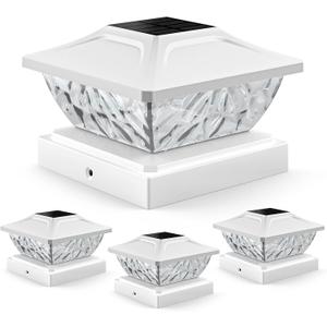 4 Pack Solar Post Cap Lights, 2 Mode Bright Solar Post Lights Outdoor Waterproof, Outdoor Post Lights Solar Powered Deck Lights for 4x4 4.5x4.5 5x5 Posts in Garden Decor