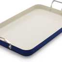 GreenPan 18" x 11" Double Burner Griddle Pan, Hard Anodized Healthy Ceramic Nonstick PFAS-Free, Stainless Steel Handles, Stovetop Cooking, Dishwasher Safe, Oven & Broiler Safe Cookware, Oxford Blue