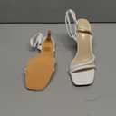 LULLASONG White Heels Strappy Ankle Strap High Women's Heels 3.5 Inch Heeled Square Open Toe Sandals for Women 6