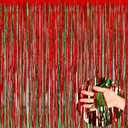 REGTEB 4 Pack Christmas Party Decorations Backdrop Foil Fringe Curtains 3.3 x 8.3 FT Red Green Tinsel Curtain Party Photo Backdrop Streamers for Birthday Xmas Holiday Party Decor Indoor