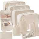 SLMT Travel Organizer 10 Set, Suitcase Organizer Bags Set, Travel Cubes for Packing, Luggage Organizers for Suitcase, Carry On Travel Organizer Bags (Beige)