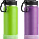 koodee Water Bottle 2 Pack-26 oz Stainless Steel Insulated Sports Metal Water Bottle-Double Wall Vacuum Flask with Leakproof Spout Lid (Apple Green-Purple)