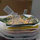 Henten Home Ceramic Square Bowls with Handle, Porcelain 17 oz Salad Bowls Set of 6, Colorful Serving Bowl for Snack, Dishwasher & Microwave Safe