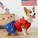 Dog 4th of July Outfit Adorable Ruffle Dog Dress with Elegant Bowknot Tulle Patriotic Puppy Clothes for Dogs Cats Boys Girls Pets, Large 
