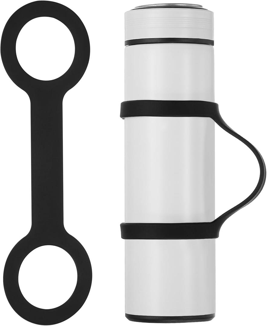 PATIKIL Water Bottle Carrier Grip, Portable Soft Silicone Non-Slip Water Handle Grip Water Bottle Holder Strap for Running (Black)