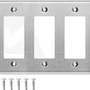 Stainless Steel Outlet Covers for Rocker Switches, 4-Gang Standard Size, 4.5'' x 8.19'', Light Switch Cover Plate, Rockertive Outlet Covers, Metal Wall Plate Cover, Screws Included
