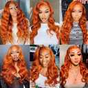 Color 350 Bundles Human Hair Ginger Body Wave Bundles 22 24 26 inch Unprocessed Peruvian Virgin Hair 3 Bundle 50g 350 Orange Body Wave Bundle