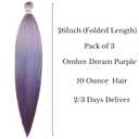 Purple Ombre Braiding Hair Pre Stretched Flame Retardant Fiber Yaki Ez Braid Colored Braiding Hair Extensions 52inch Pre stretched Braid 3X
