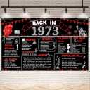 DARUNAXY Red 51st Birthday Party Decorations Black Red Back in 1973 Banner 51 Year Old Birthday Party Poster Supplies Vintage 1973 Backdrop Photography Background for Men & Women 51st Class Reunion