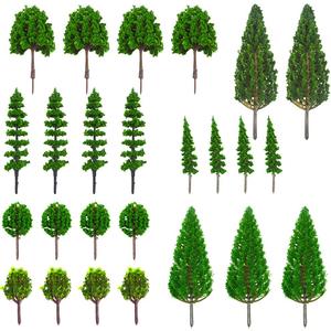 MOMOONNON 25pcs Model Trees Train Scenery Mixed Miniature Trees Artificial Wargame Fake Tree Model Railroad Diorama Supplies Scenery Landscape
