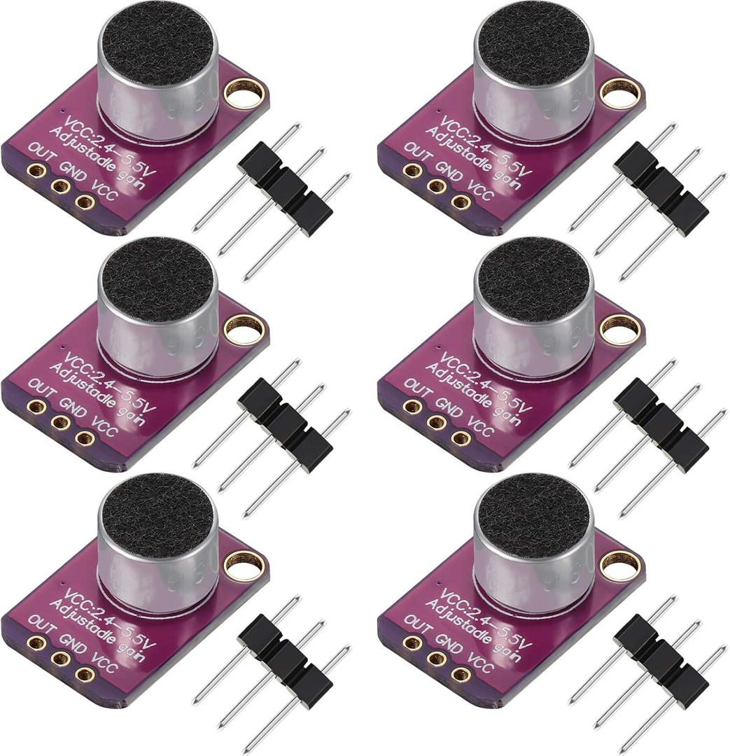 6 Pieces Electret Microphone Amplifier Module MAX4466 Adjustable Gain Blue Breakout Board