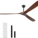 88" Ceiling Fan, Extra Large No Lights, 3 Wood Walnut Blades, DC Motor, Reversible Propeller Outdoor Ceiling Fan for Patios, Exterior House Porch, Farmhouse Gazebo with Remote Control