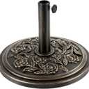 18 Inch Cast Stone w/Resin Shell Patio Umbrella Base, Bronze