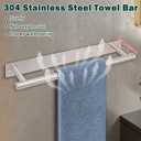 Self Adhesive Towel Bar, 16 Inch Round Towel Racks for Bathroom Wall Mounted SUS304 Stainless Steel Towel Hanger for Kitchen, No Drill or Screw-Mounted Towel Holder (Brushed Nickel)