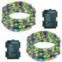 2 Pack Fairy Lights Battery Operated, 33Ft 100 LED String Lights with Auto Timer 8 Modes Green Copper Wire Twinkle Light for Bedroom Garden Wreath Wedding Christmas (Multicolor)
