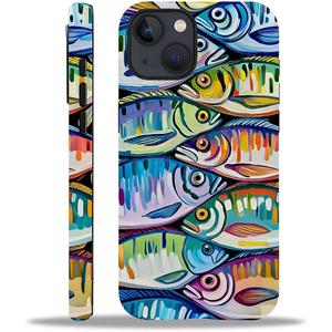 Case for iPhone 14(Compatible with MagSafe),Soft TPU+Hard Acrylic 2-in-1 Matte Phone Cover for Men,Shockproof Anti-Scratch Protective Case for iPhone 14-Oil Painting Fish