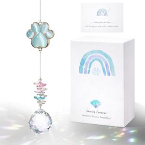 Pet Memorial Suncatcher - Dog Paw Memorial Gifts, Pet Loss Crystal Prisms Rainbow Maker, Lost of Dog Bereavement Gift Idea, Thoughtful Dogs and Cats Remembrance Sun Catcher, Pet Sympathy Gifts (Pet Paw Sympathy)
