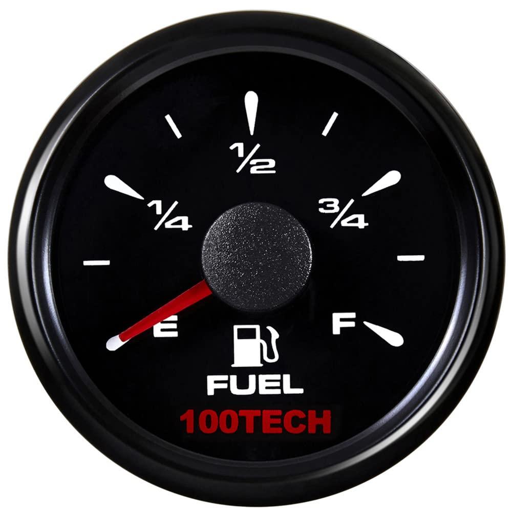 100TECH Boat Fuel Gauge Marine Fuel Gauge for Boat RV Yacht Car Truck, Motorcycle, Automotive Replacement Fuel Gauges, 5 Signals Adjustable 240-33ohm 0-190ohm 240-30ohm 0-180ohm 10-180ohm(All Black)