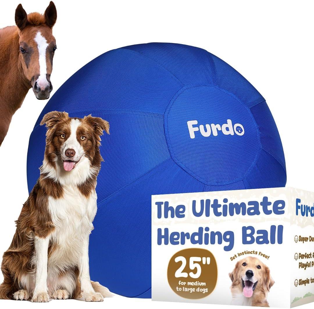 25" Herding Ball for Dogs, for Australian Shepherd, for Cattle, for Border Collie, for Blue Heelers & Medium to Large Dogs,Horse, Herding Dog Ball, Herding Toys - Blue