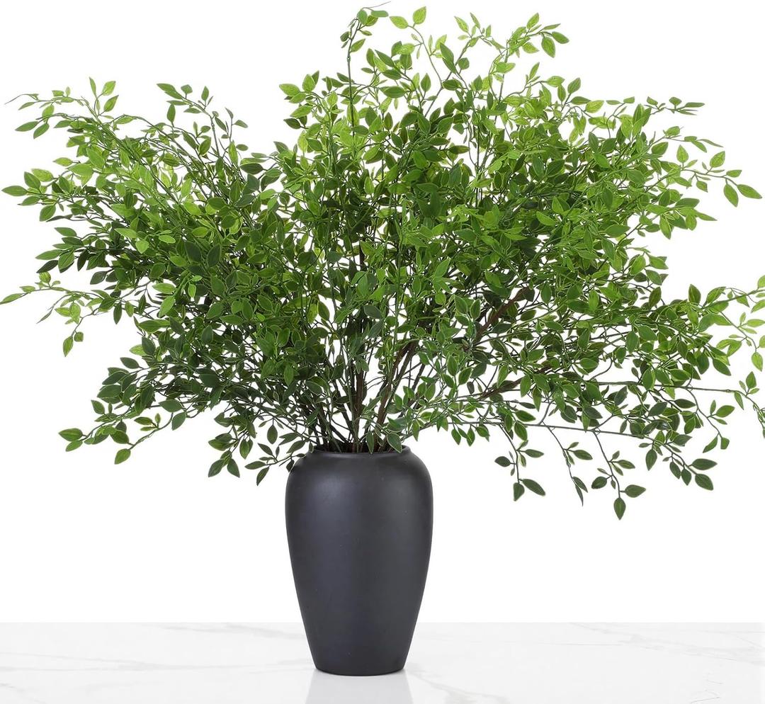 6 Pcs Artificial Greenery Stems 43.4 Inch Oversized Faux Nandina Plant Branches for Spring Wedding Shop Garden Office Home Indoor Outdoor Decor Fake Plastic Greens Tree for Vase Bouquets