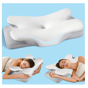 Cervical Neck Pillow for Pain Relief Sleeping, Cooling Ergonomic Contour Side Sleeper Pillow for Neck Support, Odorless Soft Memory Foam Orthopedic Bed Rest Pillow for Back Stomach Sleeper, Grey