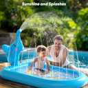 QPAU Splash Pads for Toddlers 1-3, Blue Elephant Toy Splash Pad for Kids, Outdoor Play Mat for Babies, Inflatable Sprinkler Pool for Birthday Girl Gifts 1 Year Old Girl