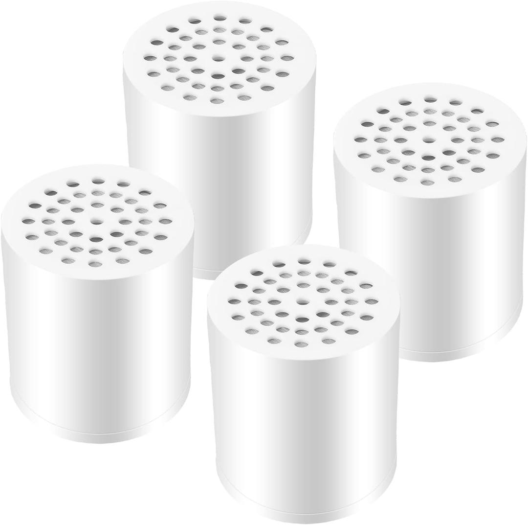 4 Pack 20 Stage Shower Filter Universal Replacement Cartridge Hard Water Purifier Removes Chlorine, Heavy Metals, Iron, Other Sediments, Water Softener with High Output