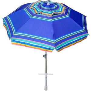 AMMSUN 7ft Heavy Duty High Wind Beach Umbrella Parasols with Sand Anchor Vent Tilt UV 50+ Sun Protection Portable Outdoor Sunshade Umbrellas Carry Bag for Patio Garden Pool Backyard Blue