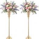Nuptio 2 Pcs 30.5"/ 77.5cm Height Versatile Metal Wedding Centerpieces Vase, Metal Trumpet Vase, Road Lead for Wedding Party Dinner Centerpiece Event for Anniversary Ceremony Party