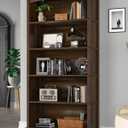 TVU 5-Tier Wooden Bookshelf, 31.5" W x 65" H 9.9" D Bookshelf with Storage, Floor Standing Modern Style Display Bookcase for Living Room, Office, Study Room, Entryway, Brown