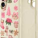 for iPhone 15 Pro Case Compatible with MagSafe,Cute Christmas Pink Socks Tree Magnetic Phone Case,Soft White Liquid Silicone Slim Fit Protective Cover for Women Girls