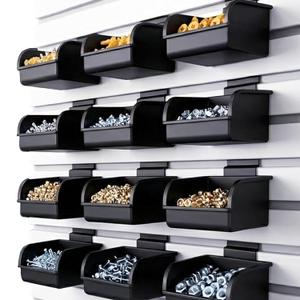 Slatwall Bins with Hooks, Plastic Slatwall Accessories for Organizer Containers for Garage, Hardware, Craft Room, Kitchen, Tool Shed, Workbench (12 Pack)