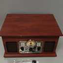 Victrola The Quincy 6-in-1 Bluetooth Record Player & Multimedia Center with Built-in Speakers  3-Speed Turntable, CD & Cassette Player, AM/FM Radio, Wireless Music Streaming (Mahogony) (Mahogany)