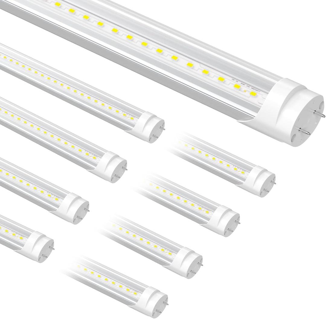 Fluorescent Light Bulbs Replacement 4FT, T8 LED Bulbs 4 Foot Type A+B, 24W (65W Equivalent) 3200LM, 6000K Daylight White, 48 Inch Tube, F32T8 or F40T12 LED Replacement, Non-Dimmable, 8-Pack