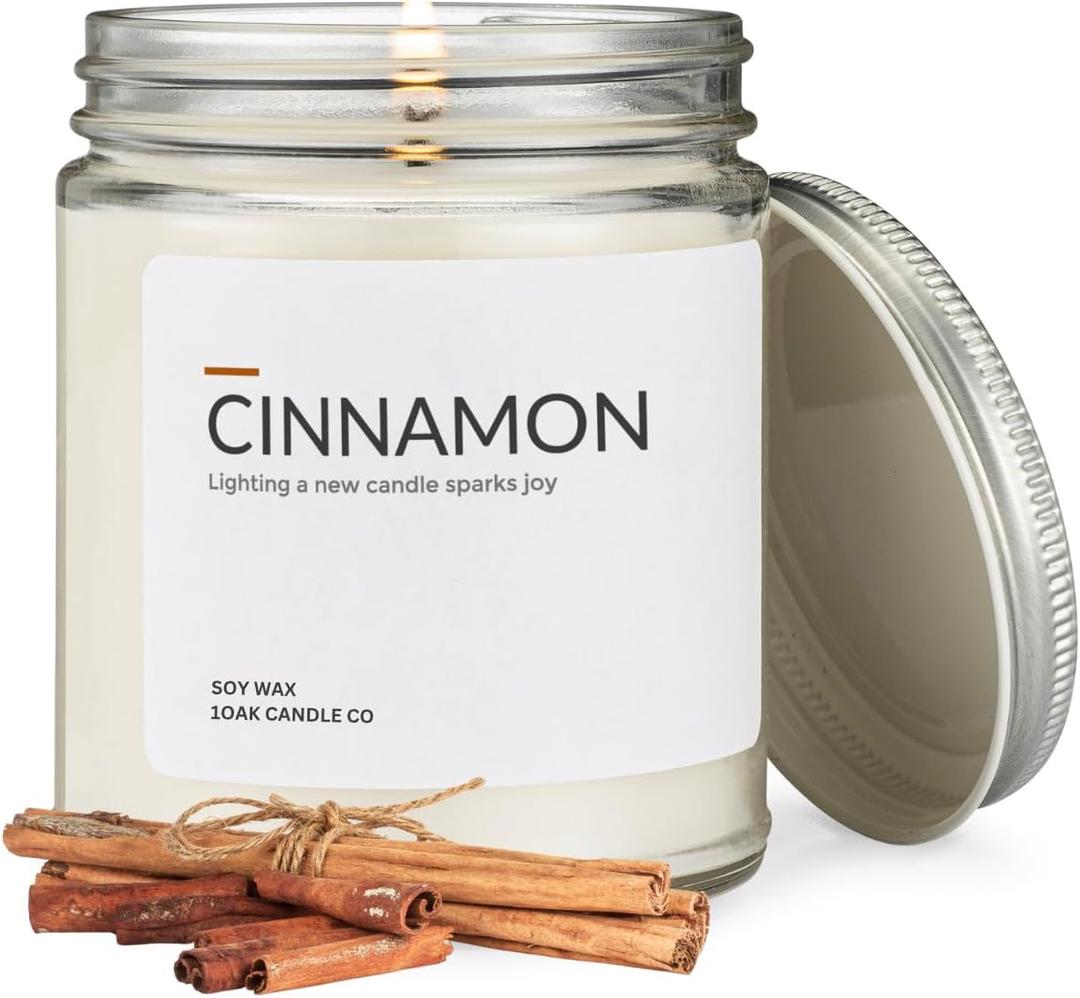 1OAK Soy Wax Scented Candles (Cinnamon) - Soy Candles for Home Scented - Long Burning Premium - Hand-Poured (7oz.)