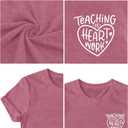LBP Women Teacher Shirt Teaching is Heart Work T Shirt Casual Teachers Life Tee Tops (L)